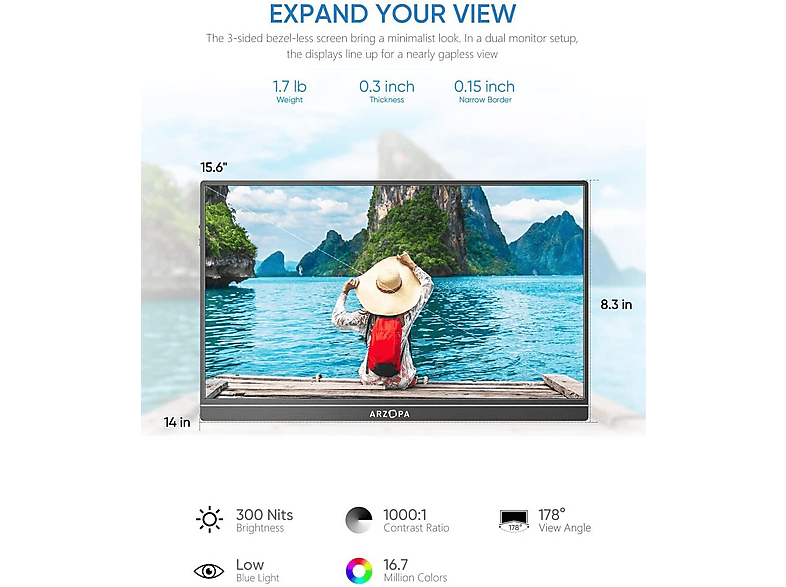 ARZOPA S1 Table MONITOR, 15,6