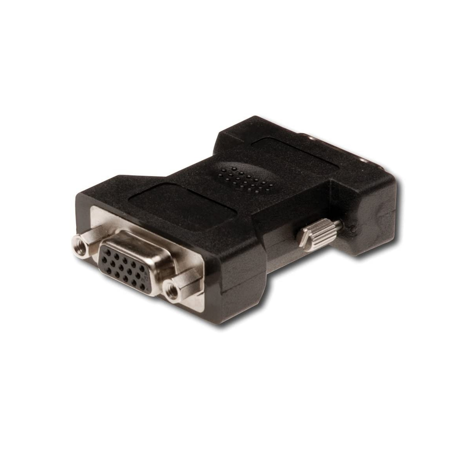 Adattatore VGA a VGA nero. Ha un corpo nero e si trova su sfondo bianco.
