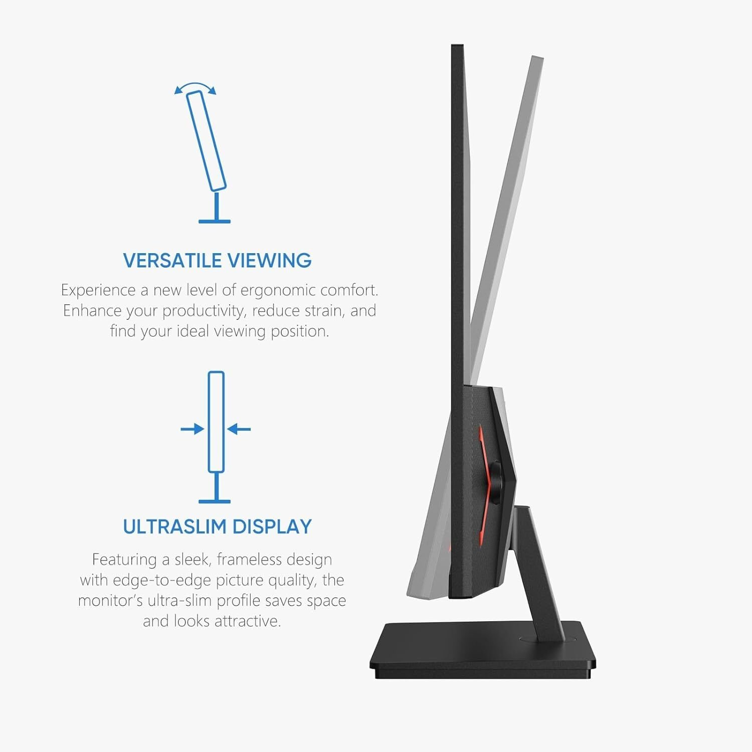 Un monitor que muestra una visualización versátil y una pantalla ultra delgada.