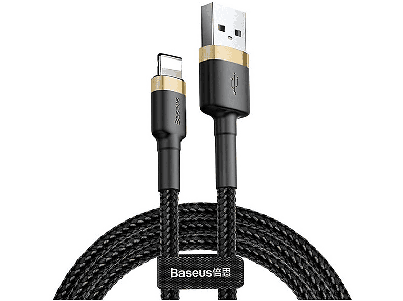 BASEUS Baseus Cafule Hochgeschwindigkeits USB-A/Lightning Kabel 1,5A QC 3.0, 2m – Schwarz-Gold Ladekabel