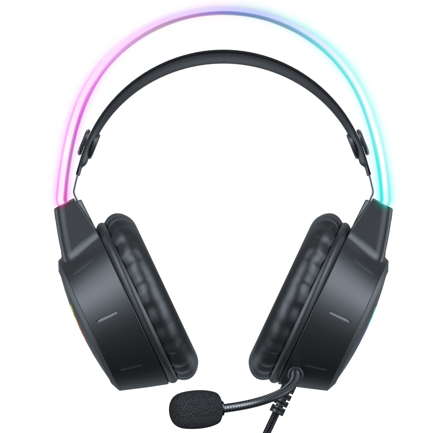 Auriculares para juegos. Negro con luces en la diadema y los auriculares. Incluye micrófono.