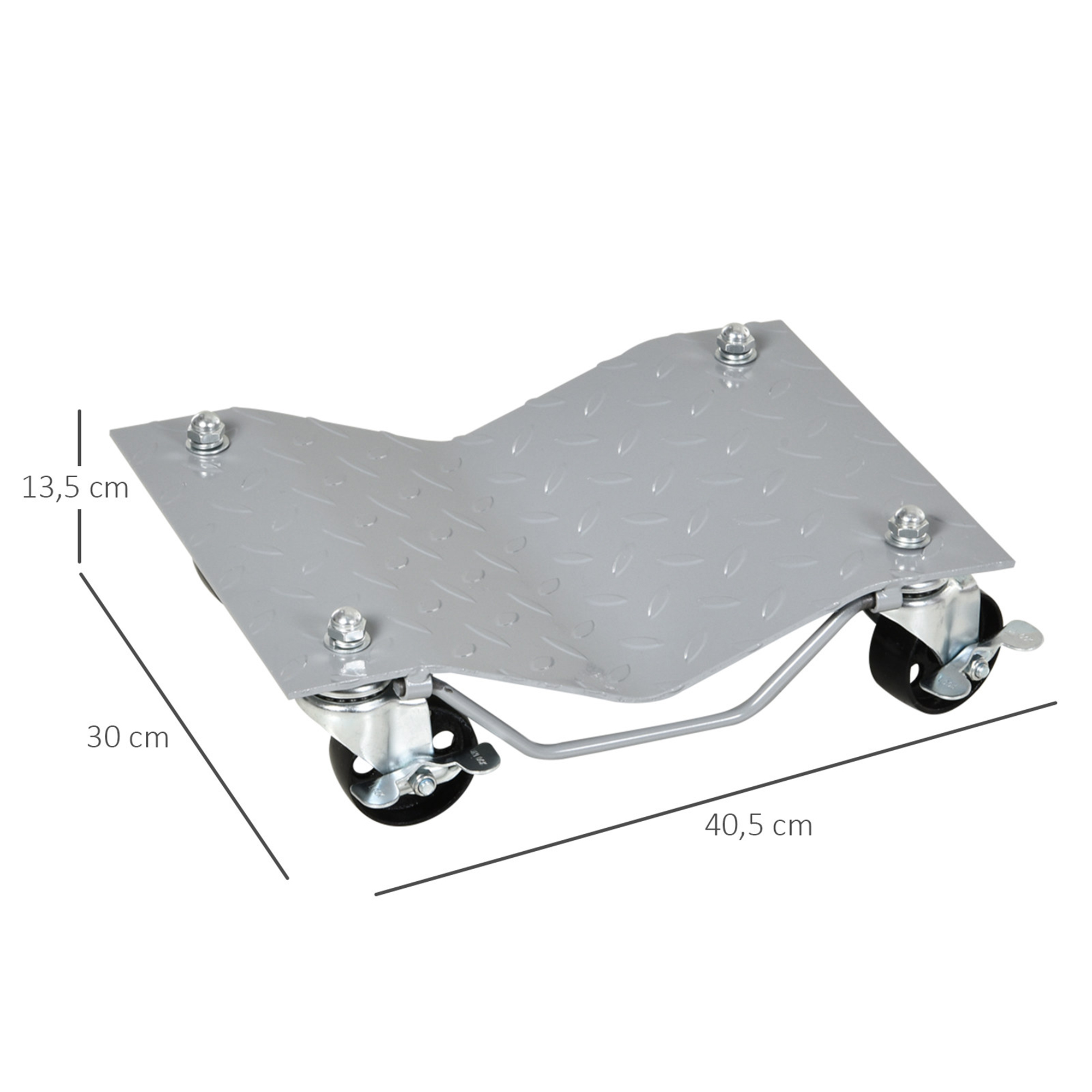 Eine graue Autodolly. Sie hat die Maße 30 cm x 40,5 cm und ist 13,5 cm hoch.