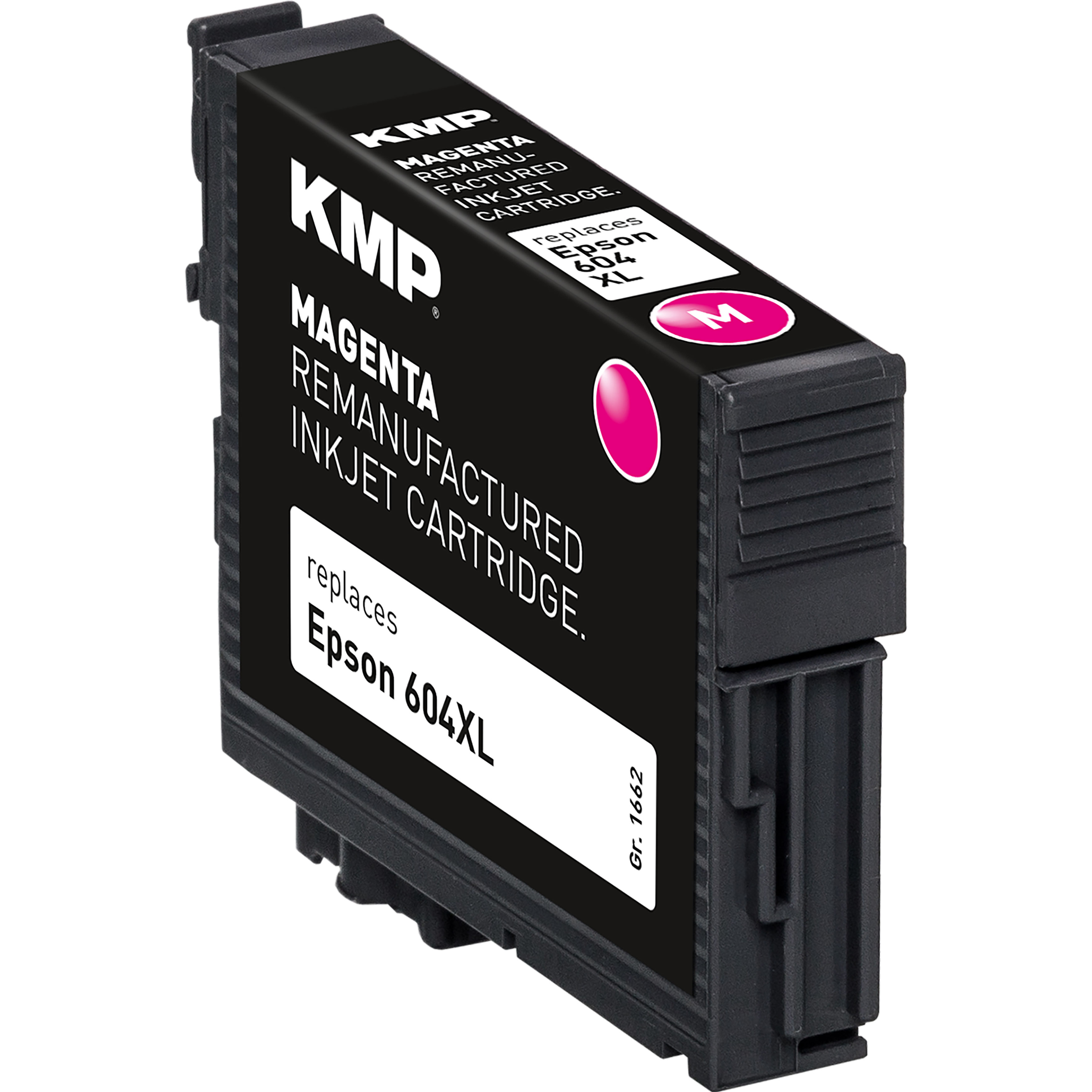 Cartuccia d'inchiostro magenta KMP. Cartuccia nera con etichetta magenta. Sostituzione Epson 604XL.