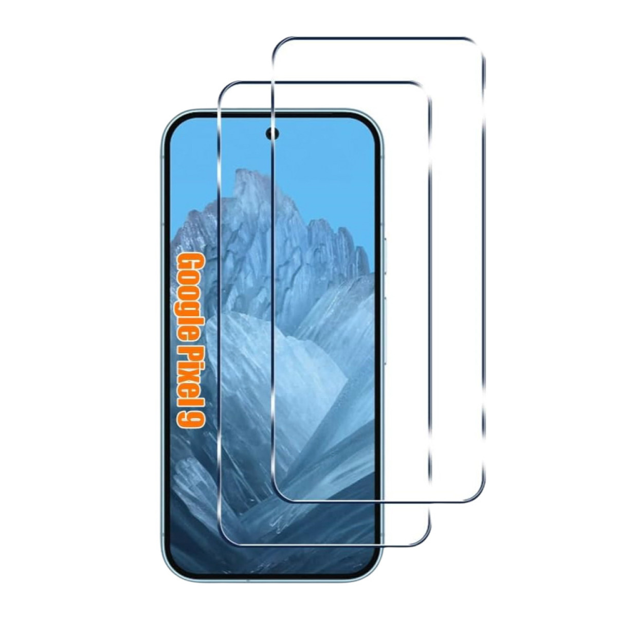 Telefono con protezione schermo e testo Google Pixel 9.