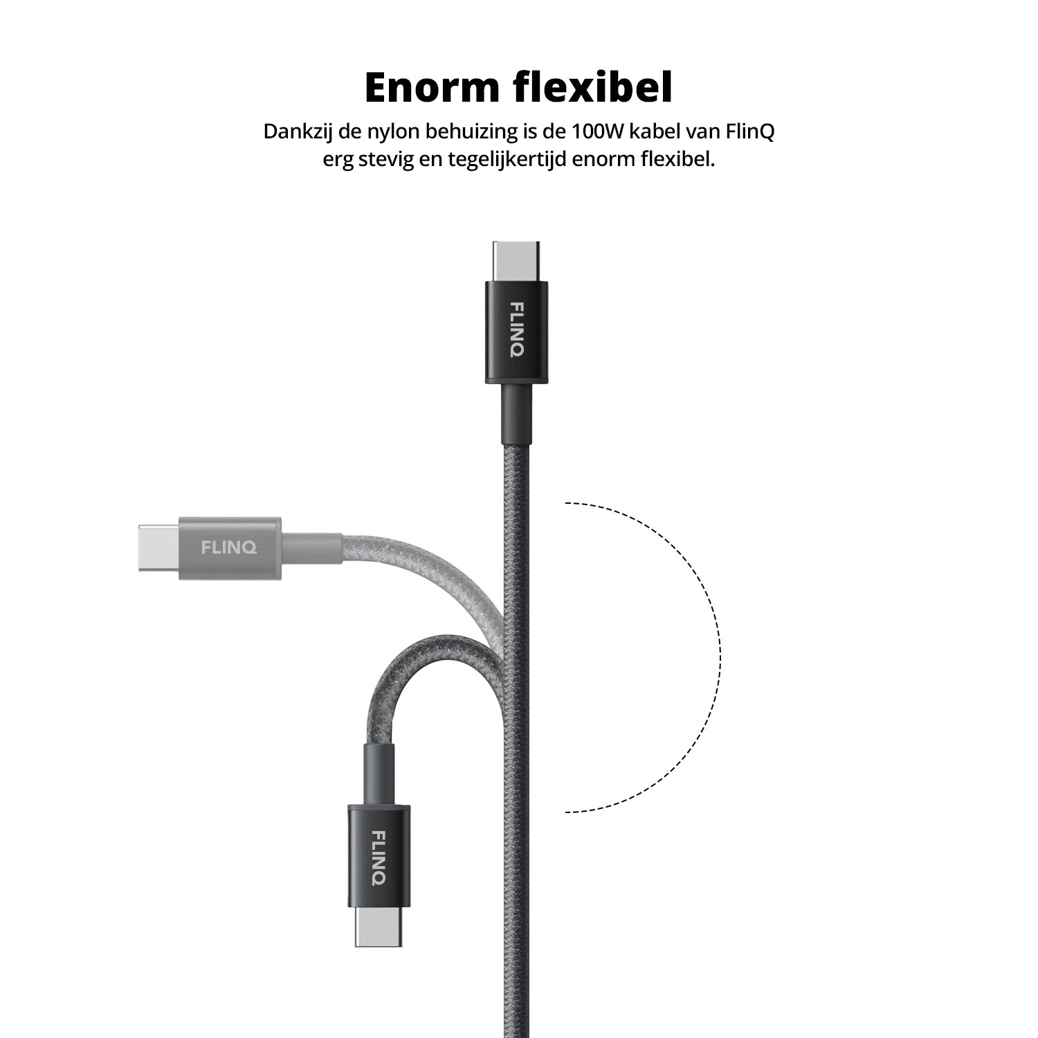 Image showing a USB-C cable in different flexed positions against a white background.