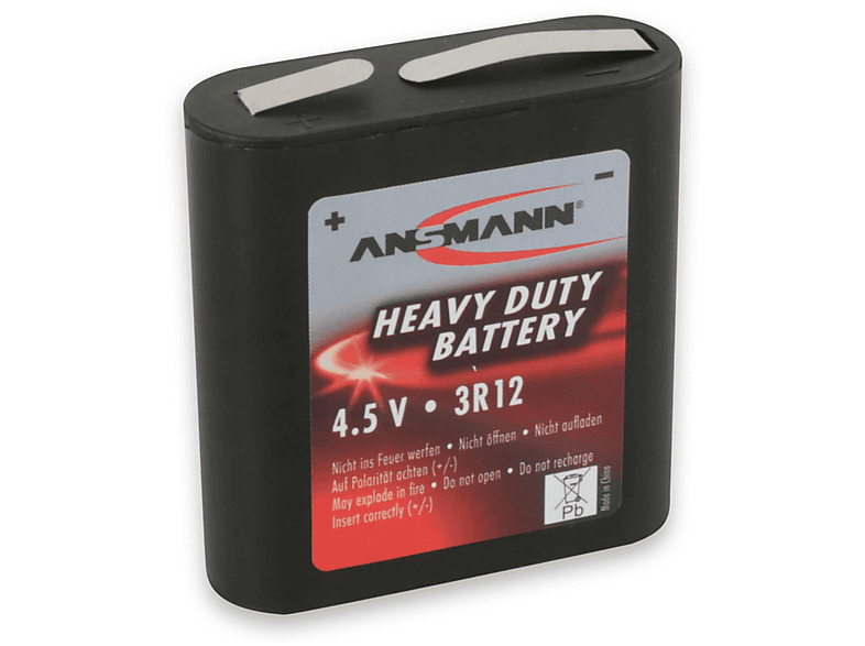 ANSMANN 5013091 ZIC-4,5V 3R12A-BL 3R12 Batterie, Zink-Kohle, 4.5 Volt ...