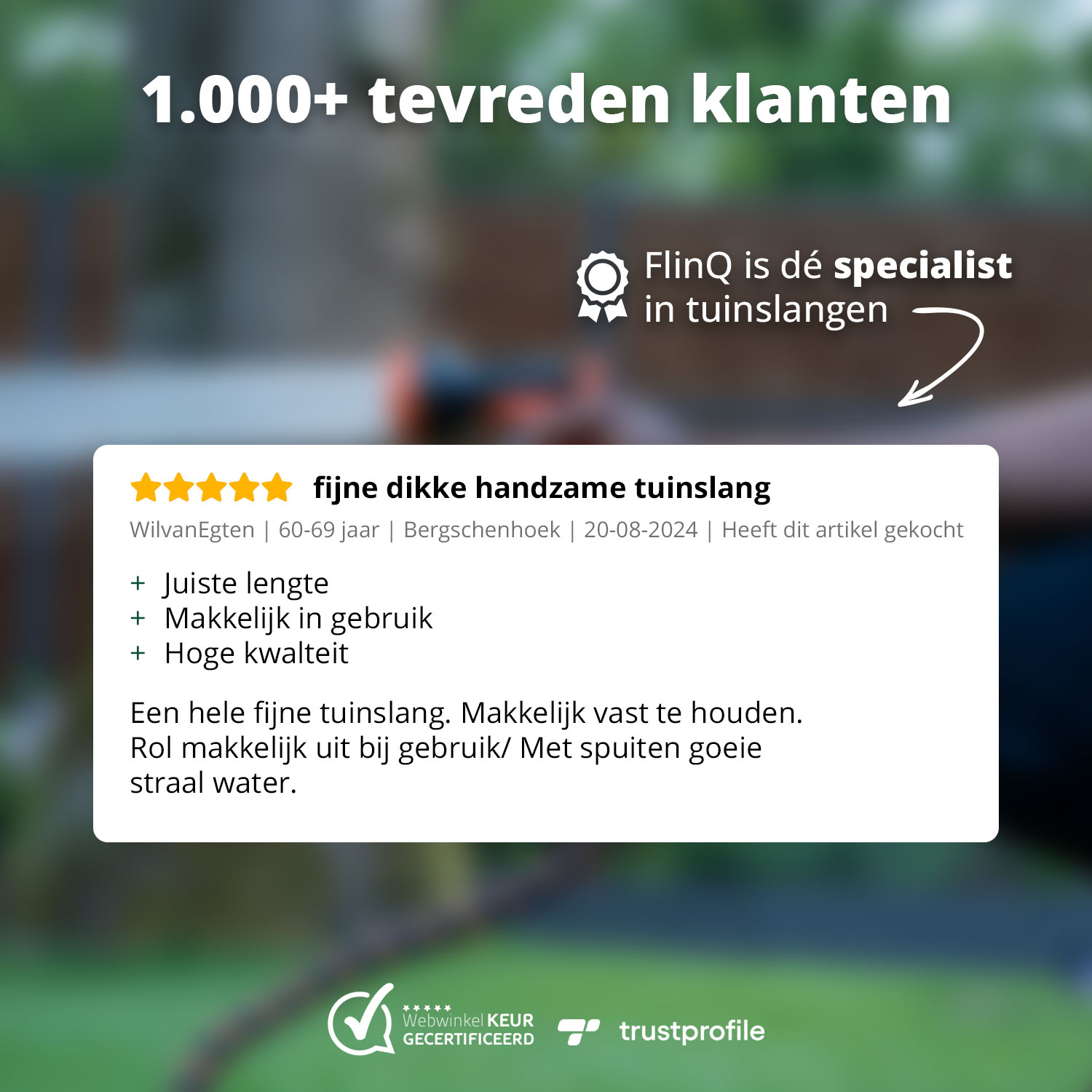 Eine Kundenbewertung mit Fünf-Sterne-Bewertung und positiven Kommentaren.