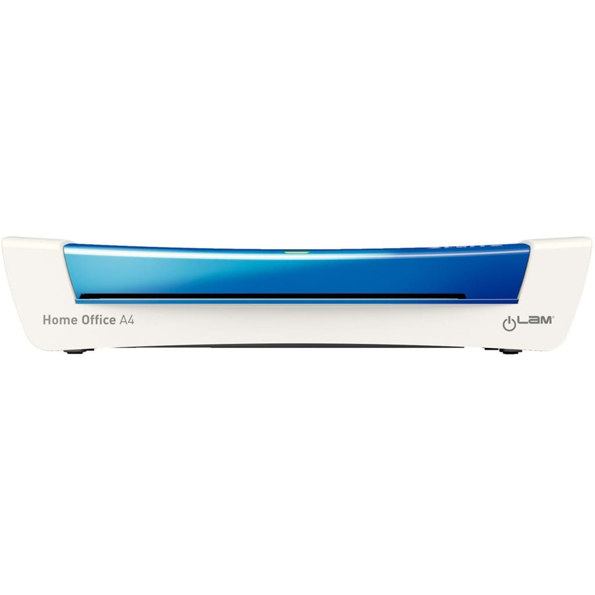 Seitenansicht eines blau-weißen Leitz Home Office A4 Laminators.