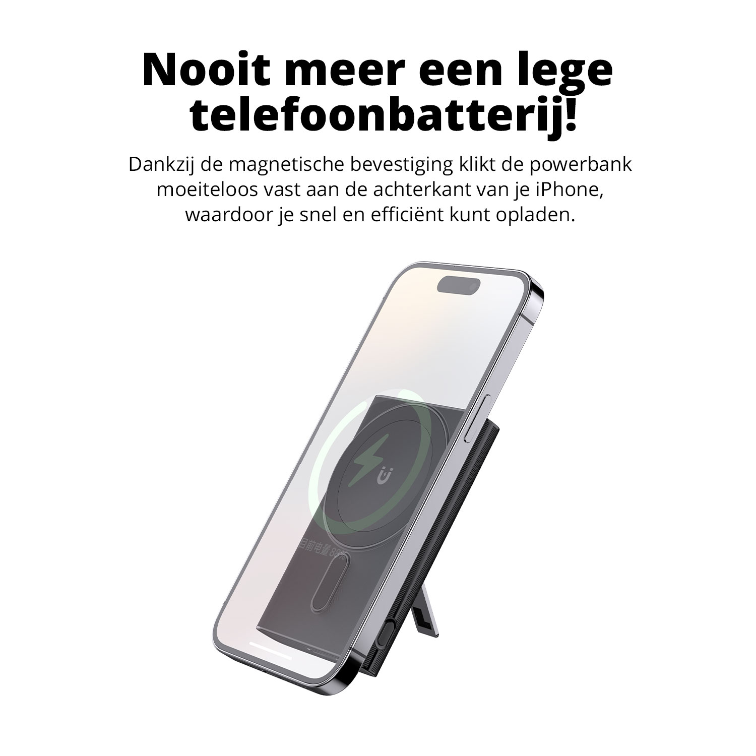 Téléphone se chargeant sans fil sur un support.