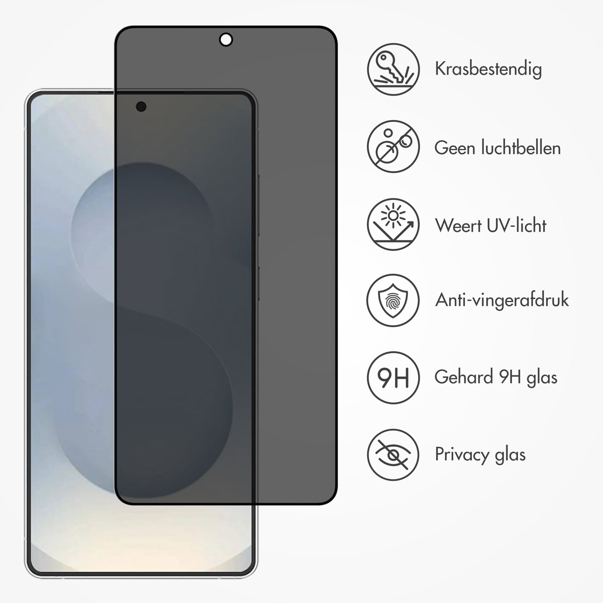Protecteur d'écran pour téléphone. Résistant aux rayures, sans bulles, protection UV, anti-traces, confidentialité.