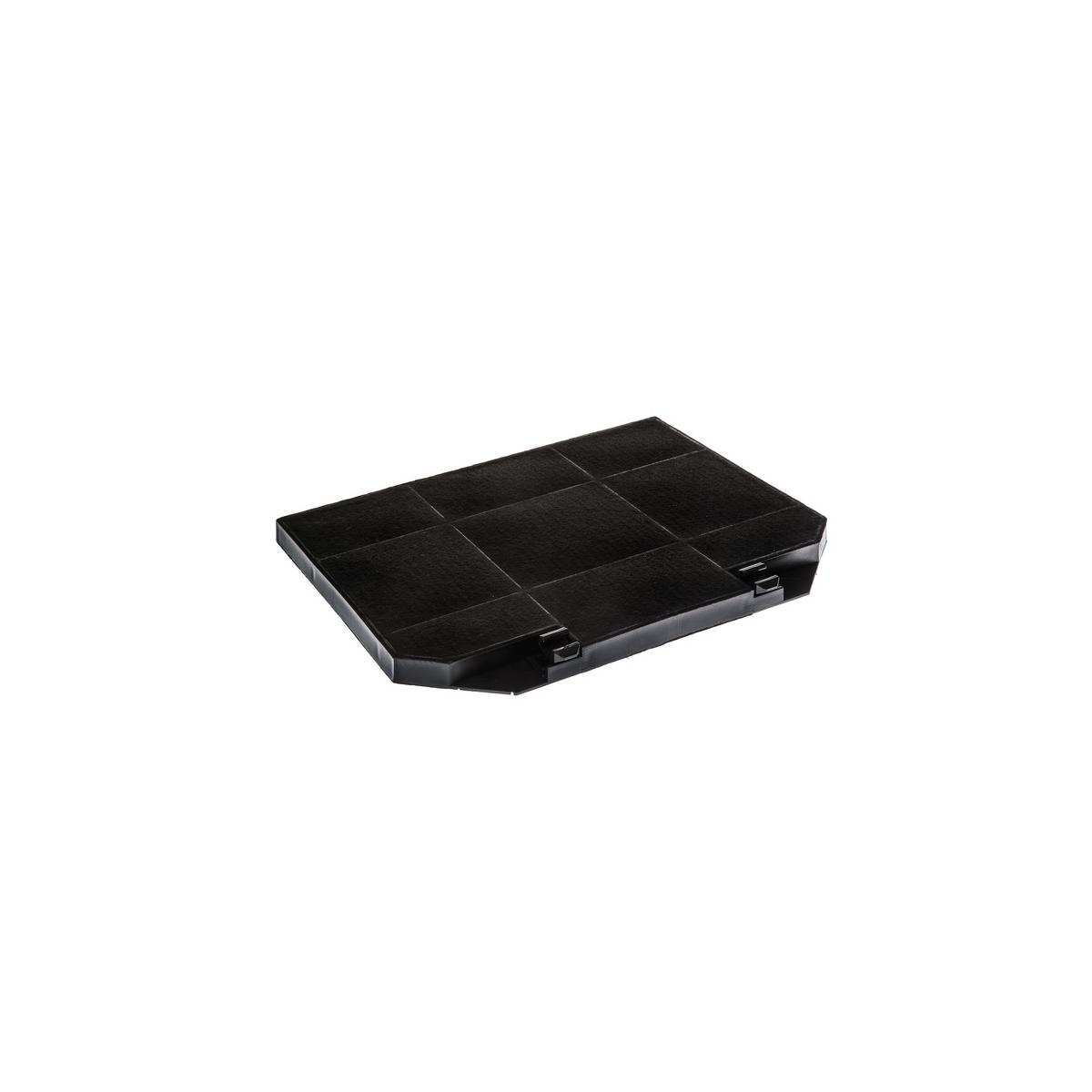 Filtro de aire rectangular negro con patrón de rejilla y marco negro.