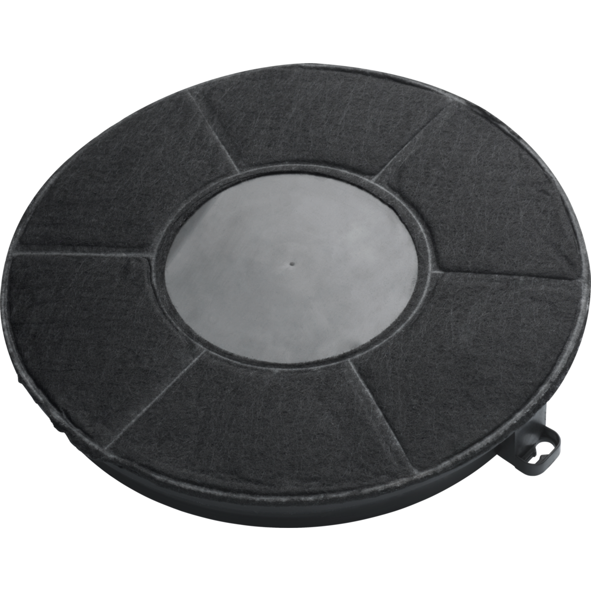 Czarny okrągły filtr z szarym środkiem i sześcioma segmentowanymi obszarami na czarnym tle.