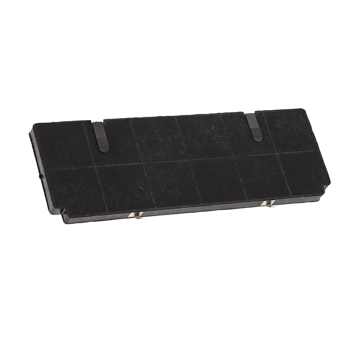 Czarny prostokątny filtr z dwoma klipsami.