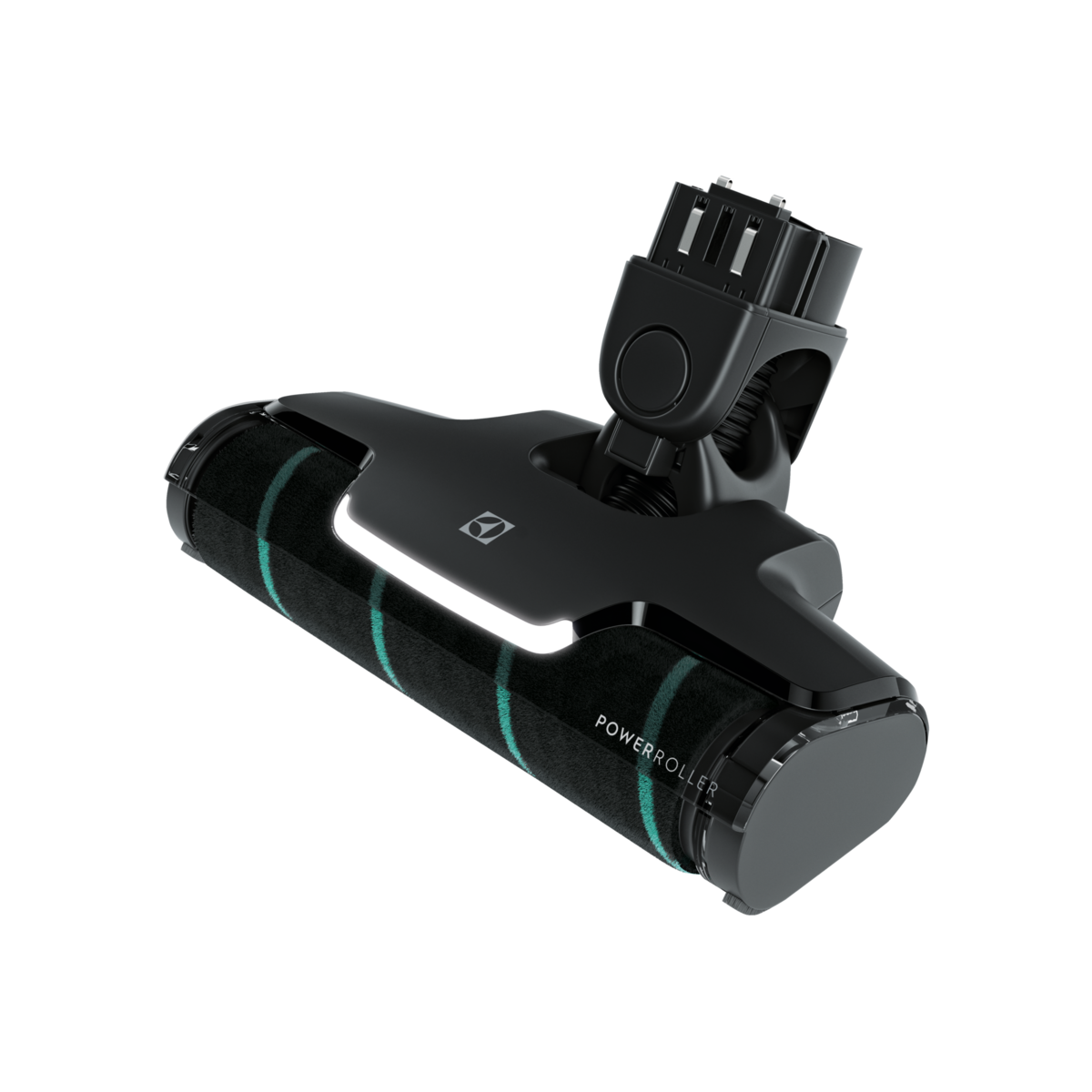 Un accessoire d'aspirateur noir et gris avec le mot POWERROLLER dessus.