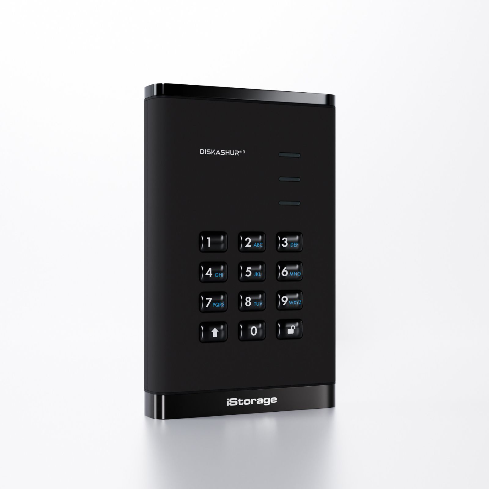iStorage Diskashur3 nero. Tastierino con numeri e tasti funzione.