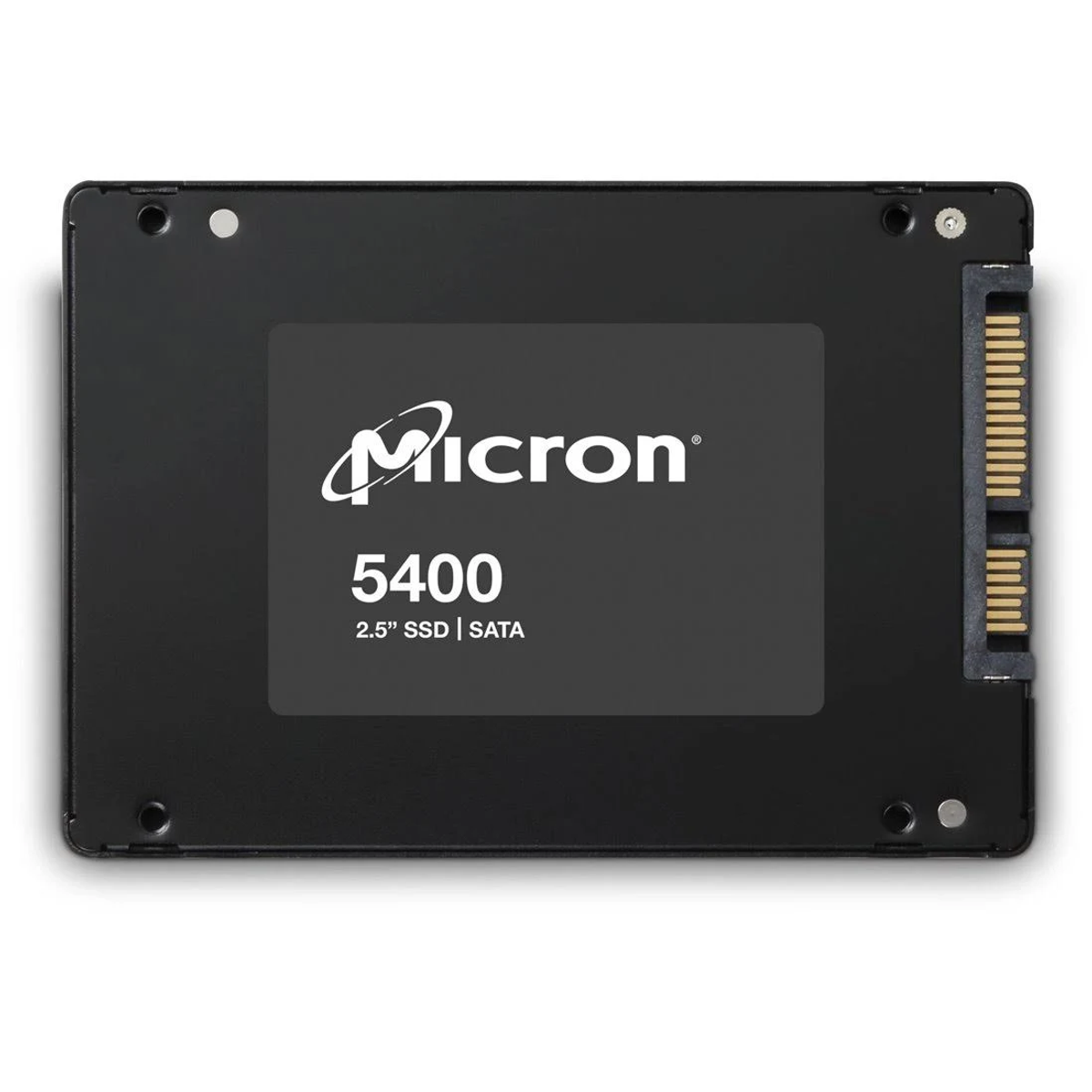 Czarny dysk SSD Micron z białym tekstem Micron i 5400.