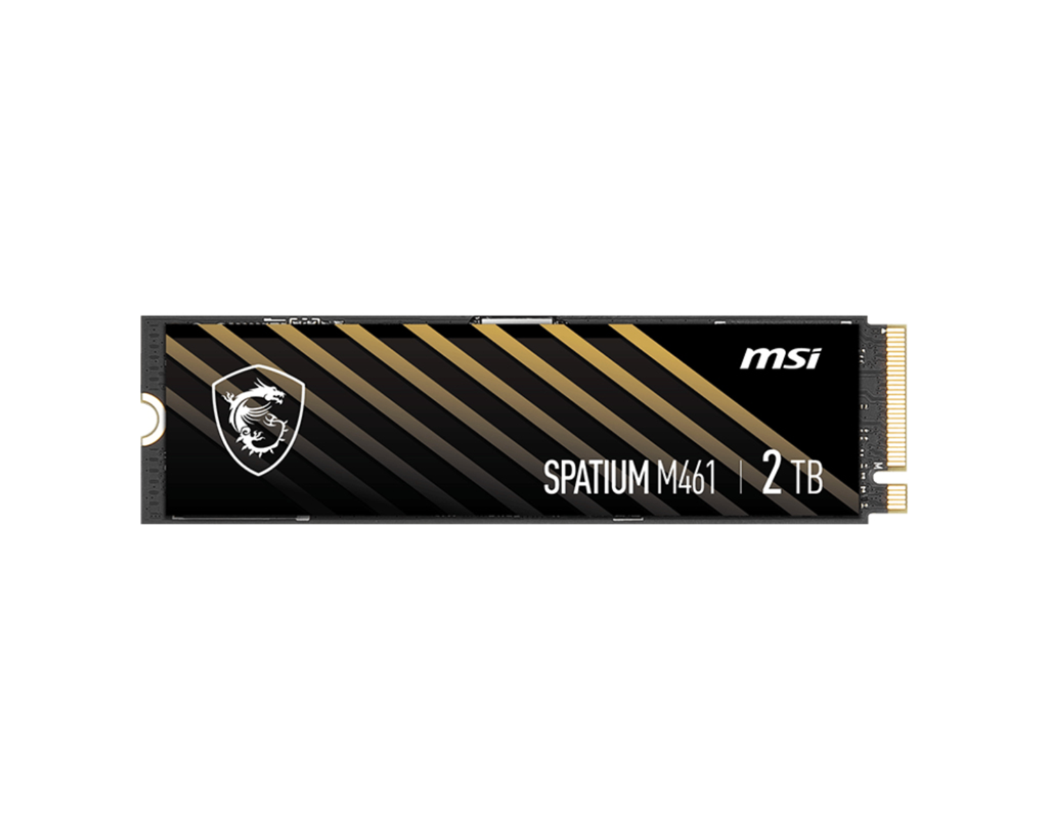 MSI Spatium M461 SSD, czarny, ze złotymi liniami i białym tekstem.