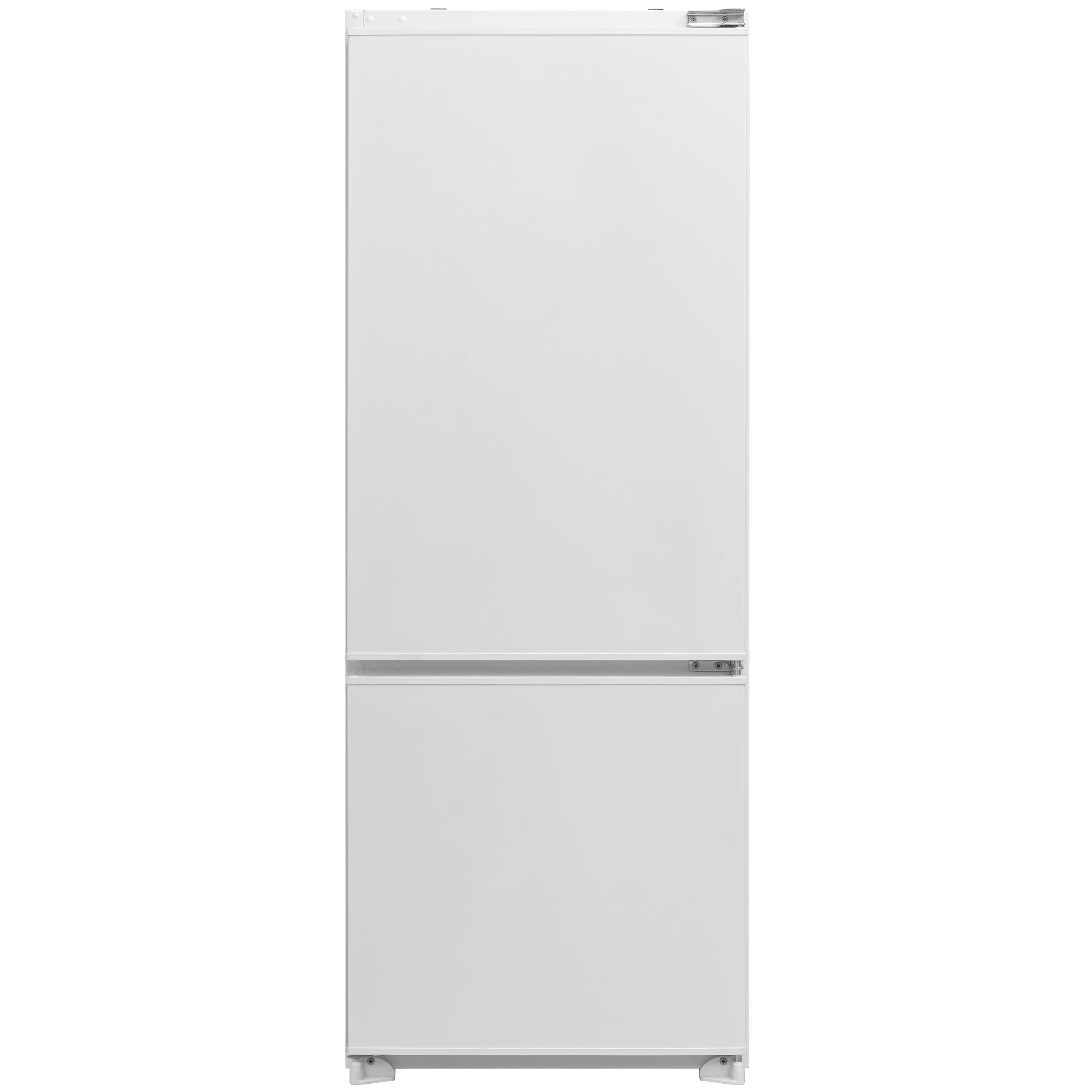 Weißer Kühlschrank mit zwei Abschnitten. Es hat ein Gefrierfach unten.