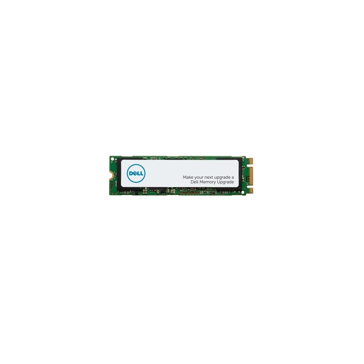 SSD Dell vert avec du texte. Fond blanc.