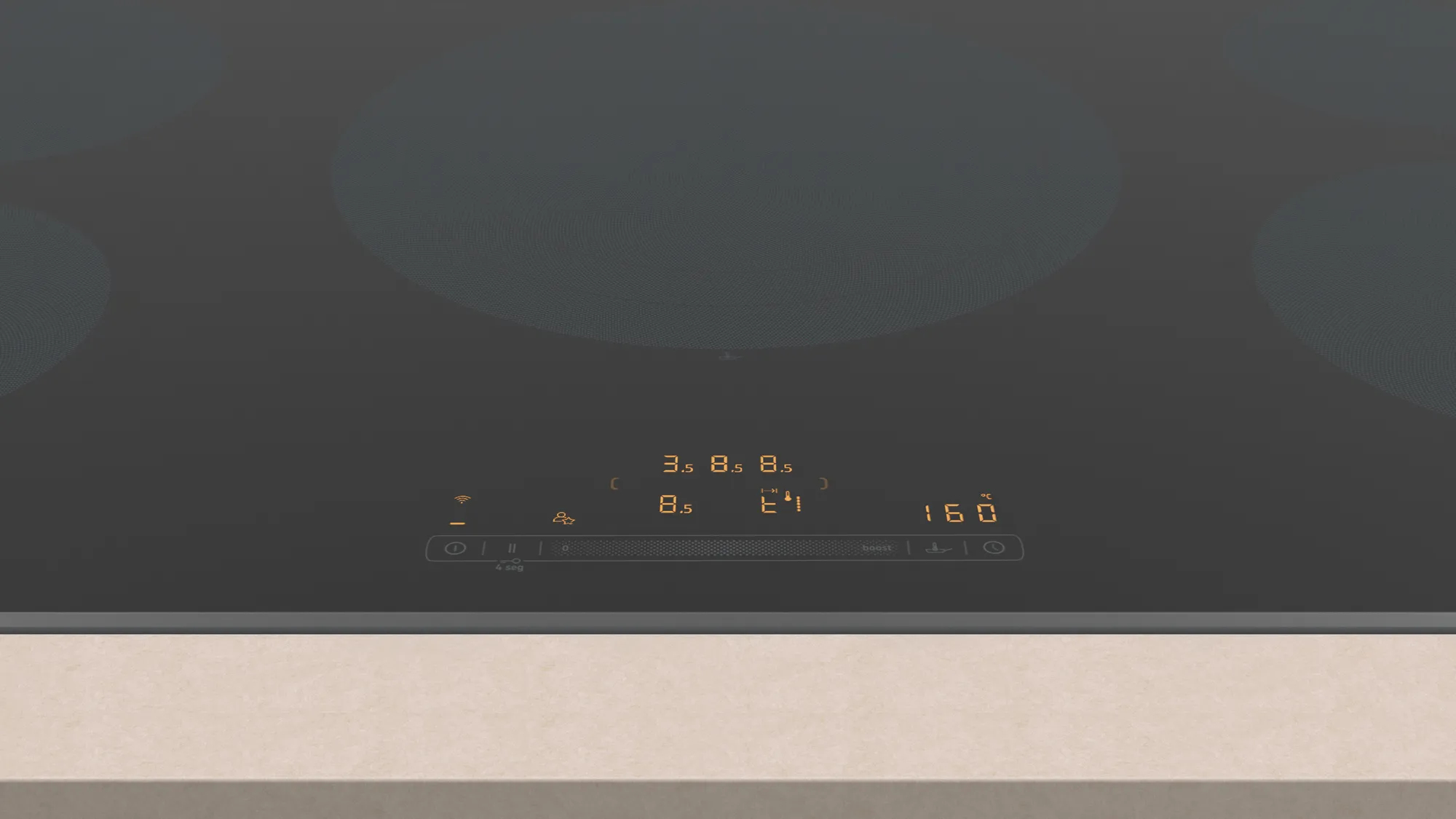 Zbliżenie na panel sterowania płyty indukcyjnej.