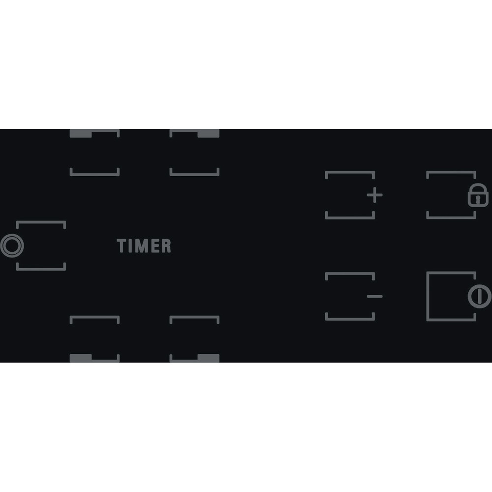 Un pannello di controllo digitale nero con timer e icone di simboli.