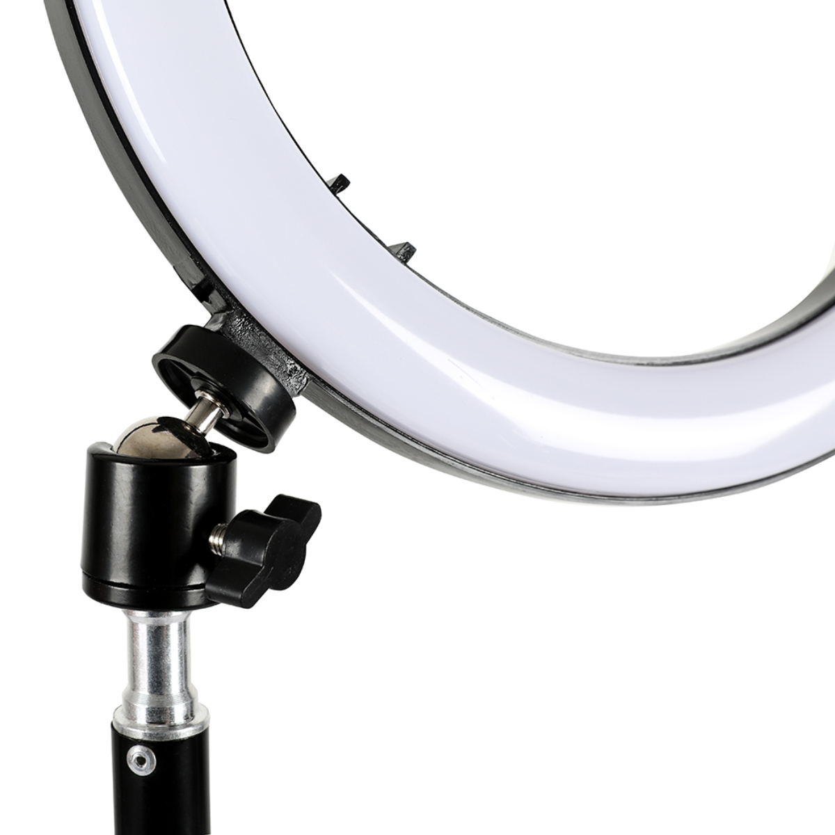 Primer plano del montaje de la luz de anillo.