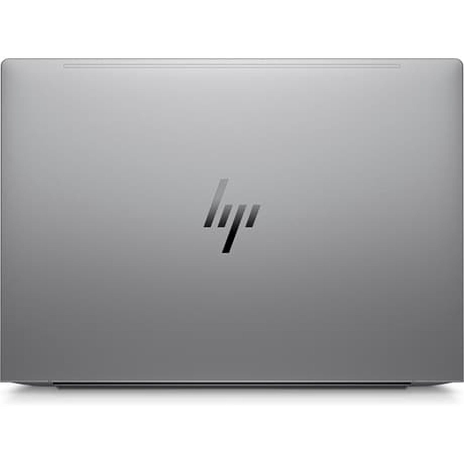 Srebrna pokrywa laptopa z logo HP pośrodku.