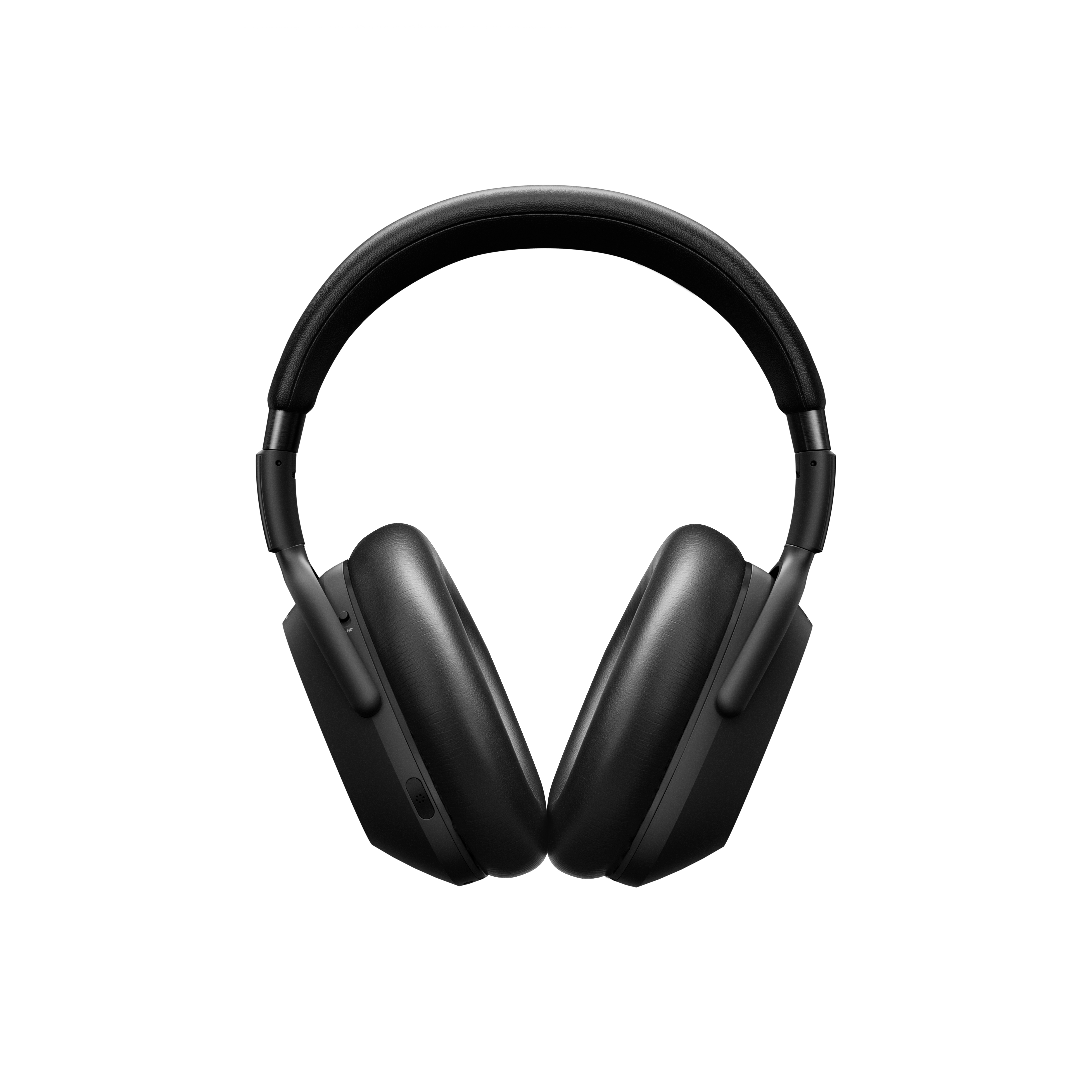 Cuffie over-ear nere su sfondo bianco. Presentano archetto e padiglioni neri.