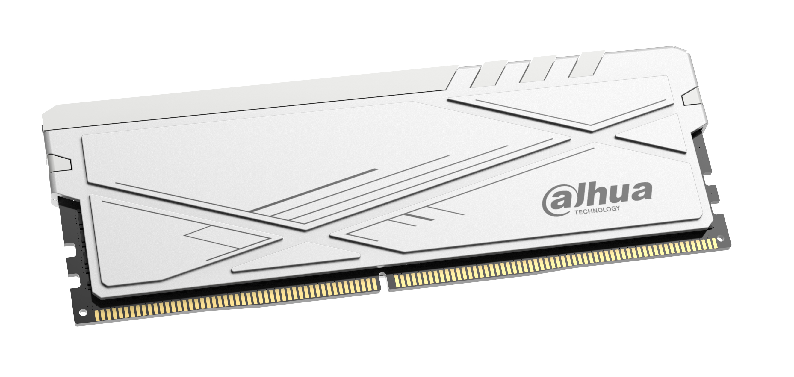 Un modulo RAM bianco con logo Dahua, su sfondo bianco.