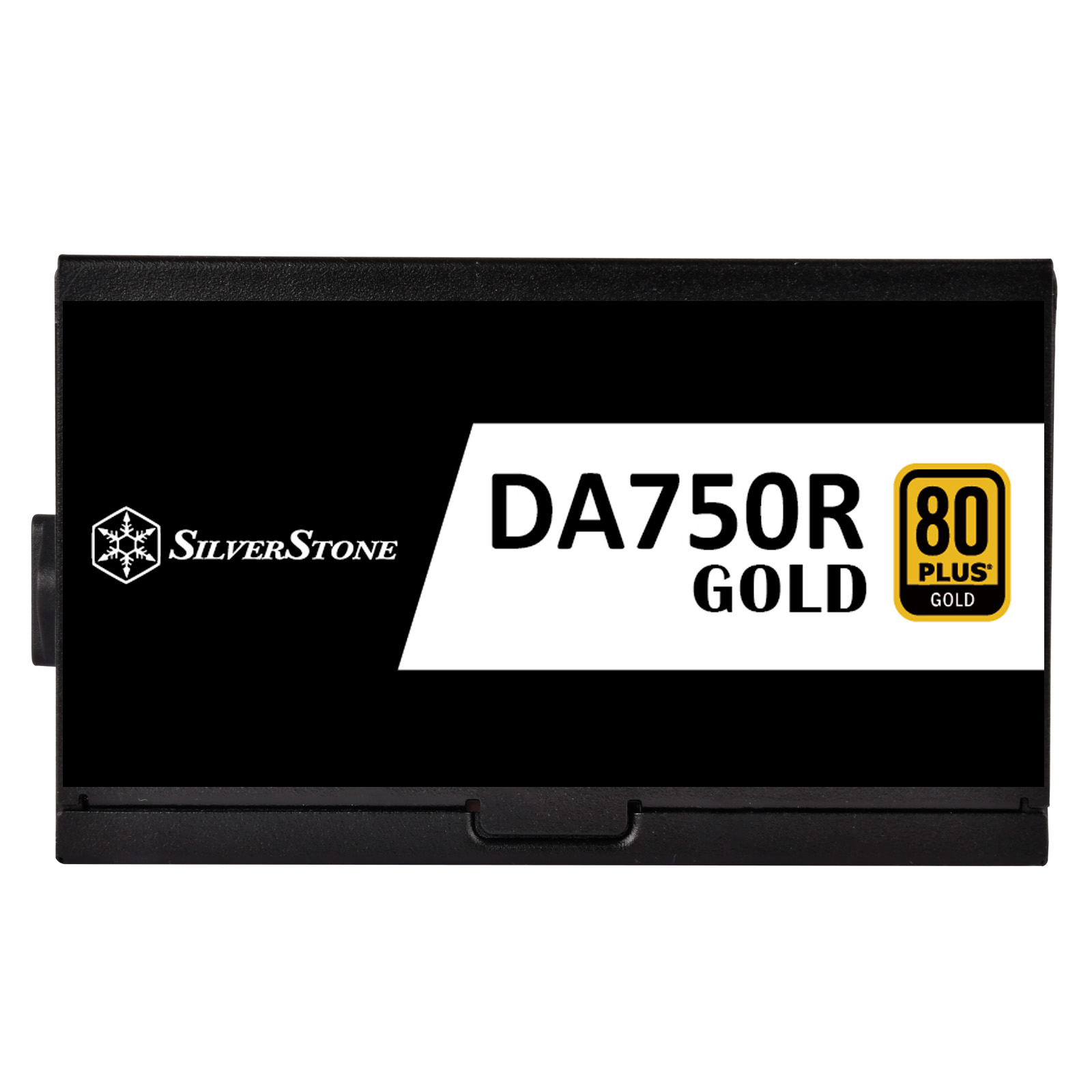 Un alimentatore nero SilverStone DA750R GOLD con logo e dettagli visibili.