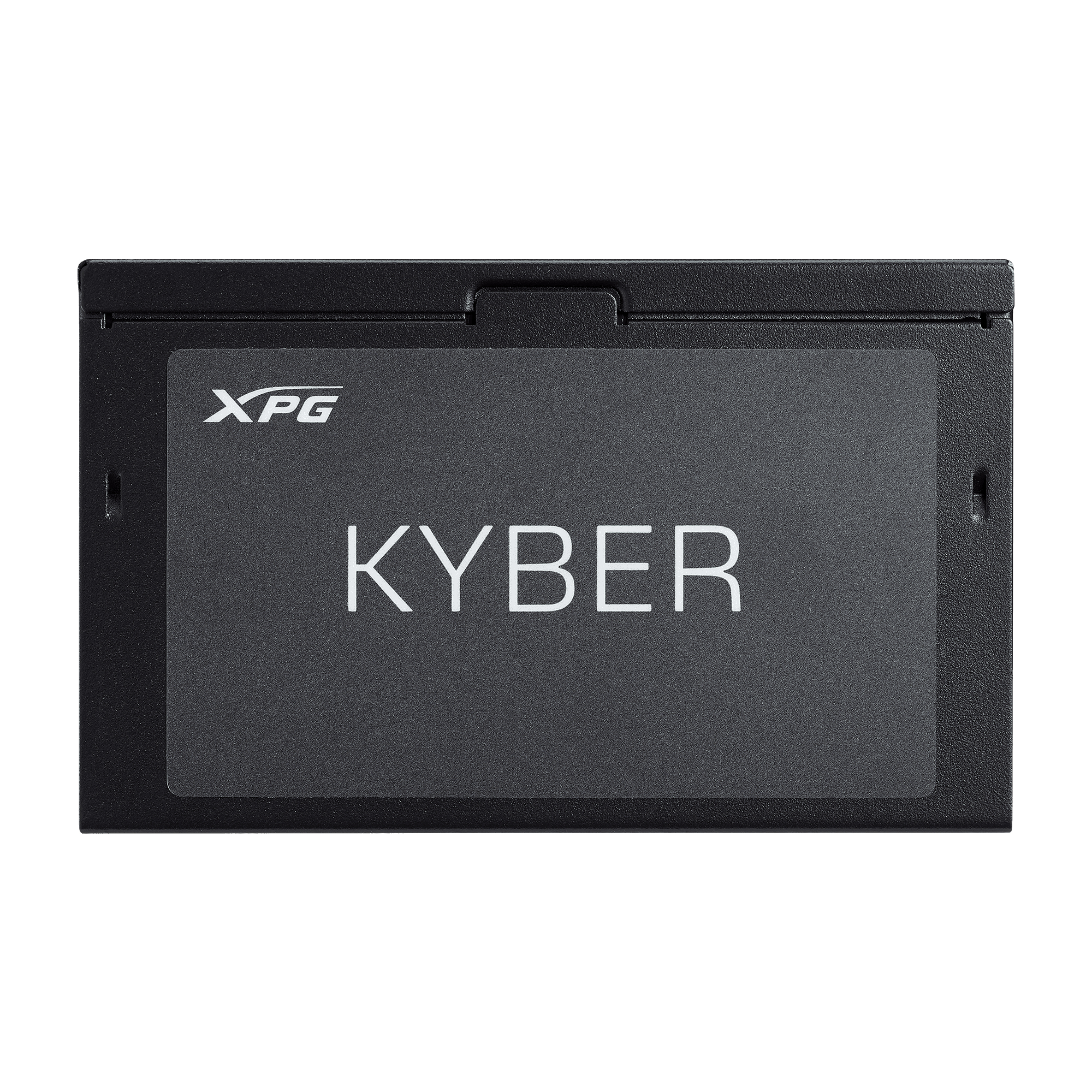 Schwarzes XPG KYBER Netzteil. Der Name KYBER ist deutlich oben beschriftet.