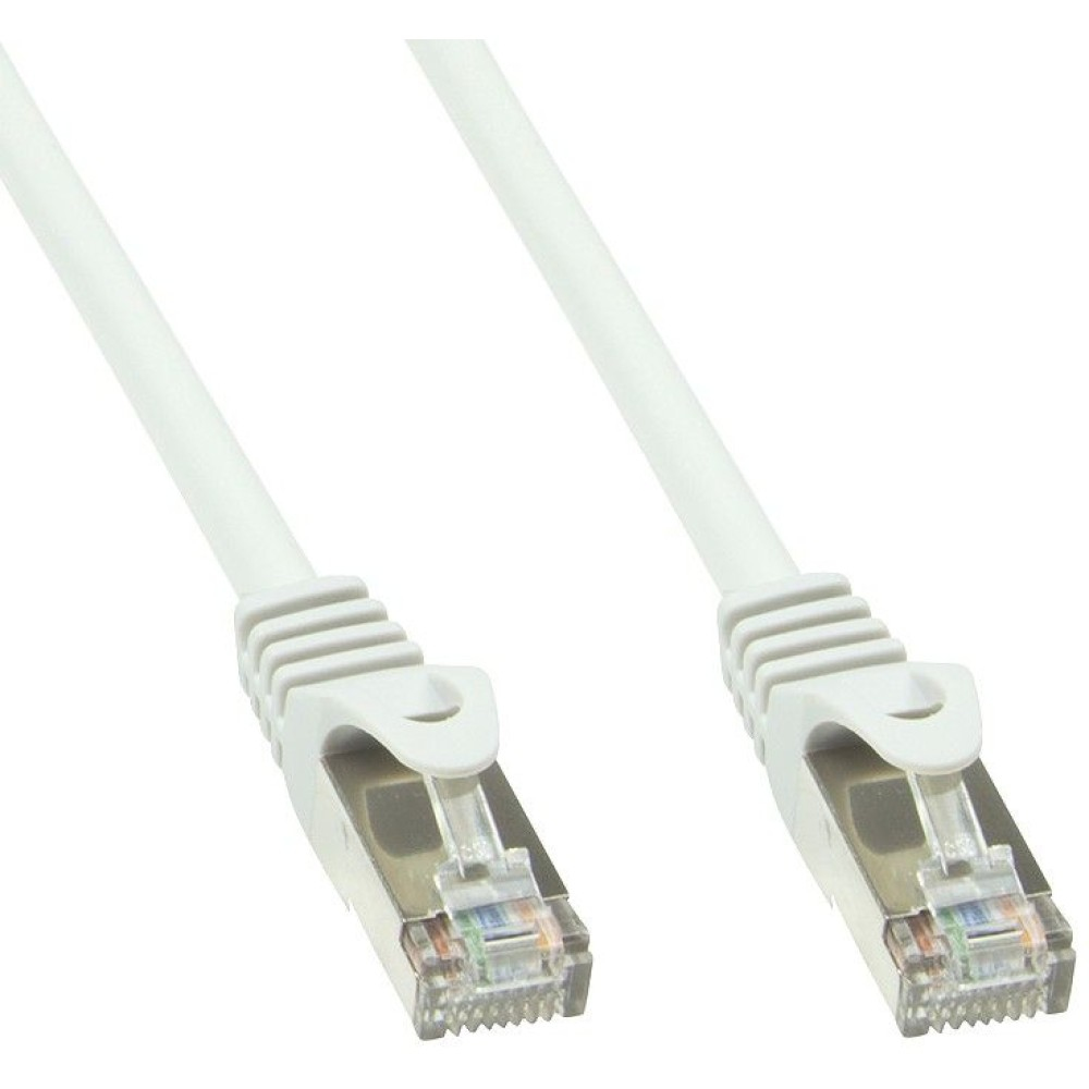 Due cavi Ethernet bianchi con connettori argentati.