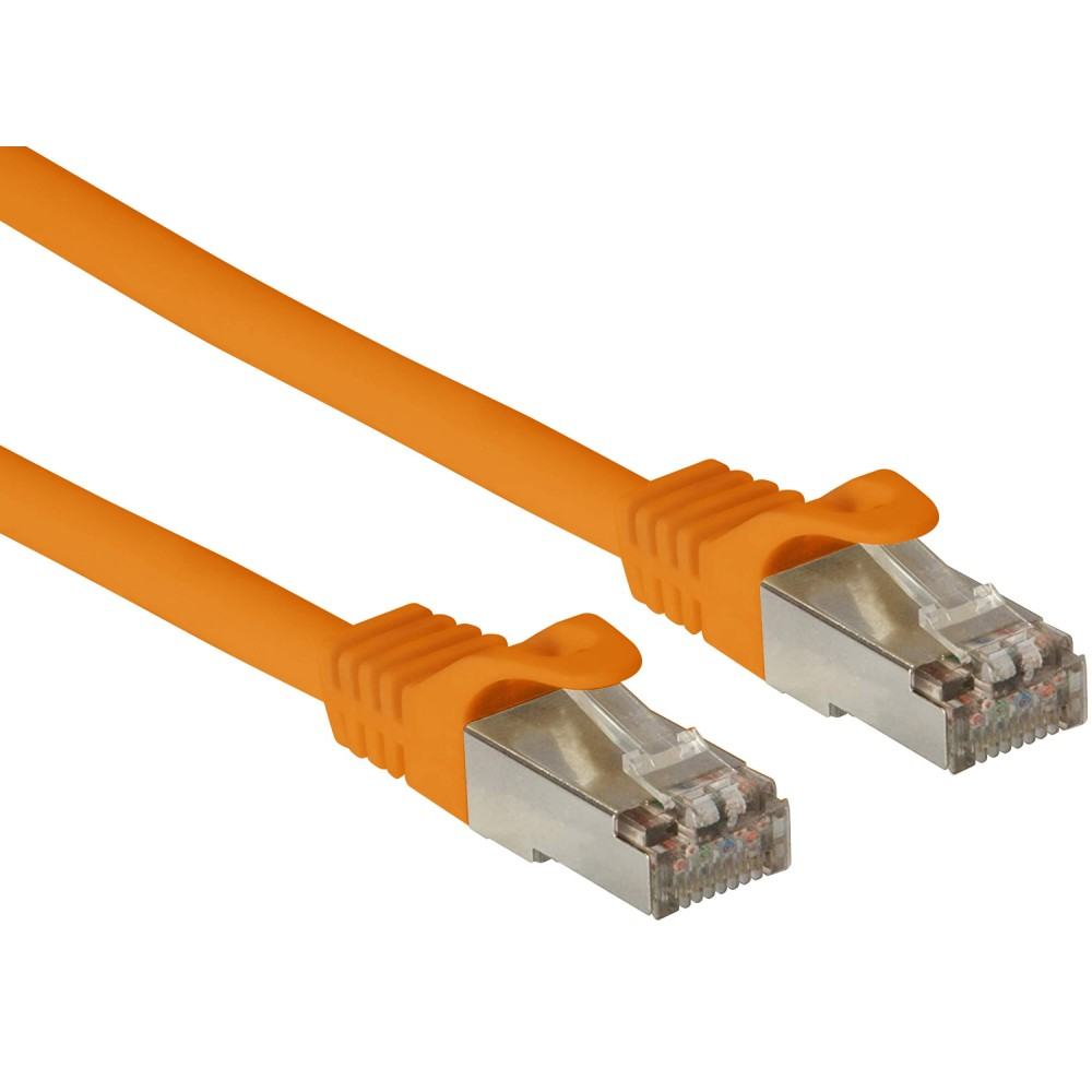 Due cavi Ethernet arancioni con connettori arancioni.