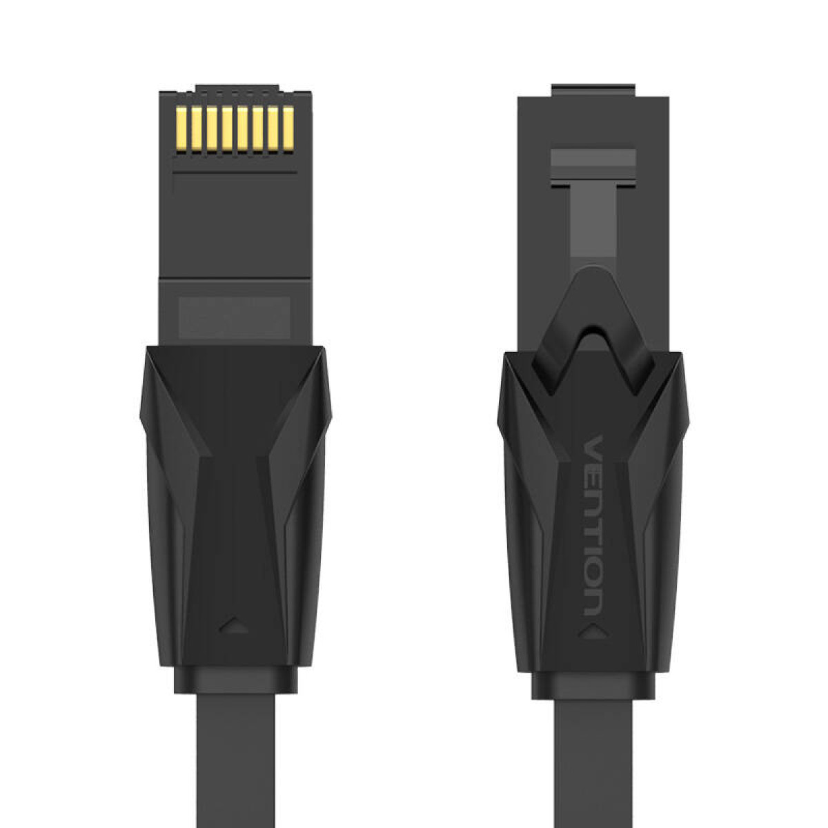 Connettori per cavi Ethernet neri. Primo piano.