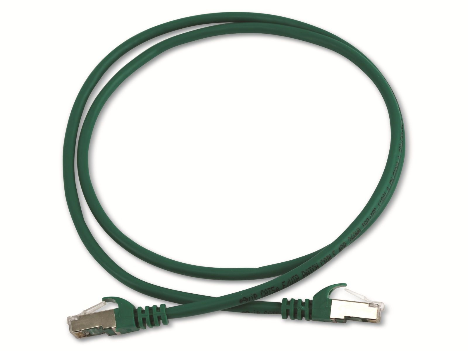 Due cavi Ethernet verdi con connettori in forma curva su sfondo bianco.