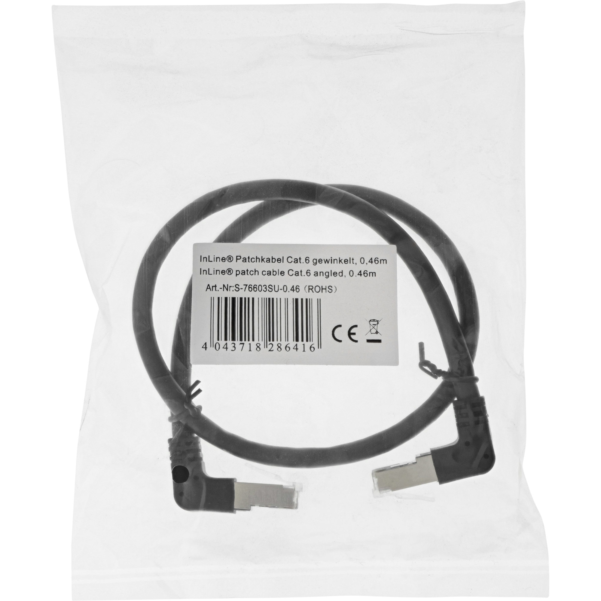 Ethernetkabel in plastic zak met tekst en barcode.