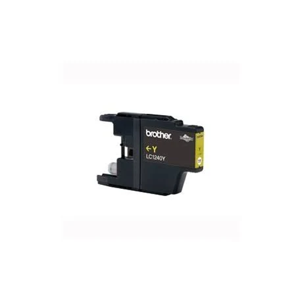 Brother yellow ink cartridge, black body, white background.