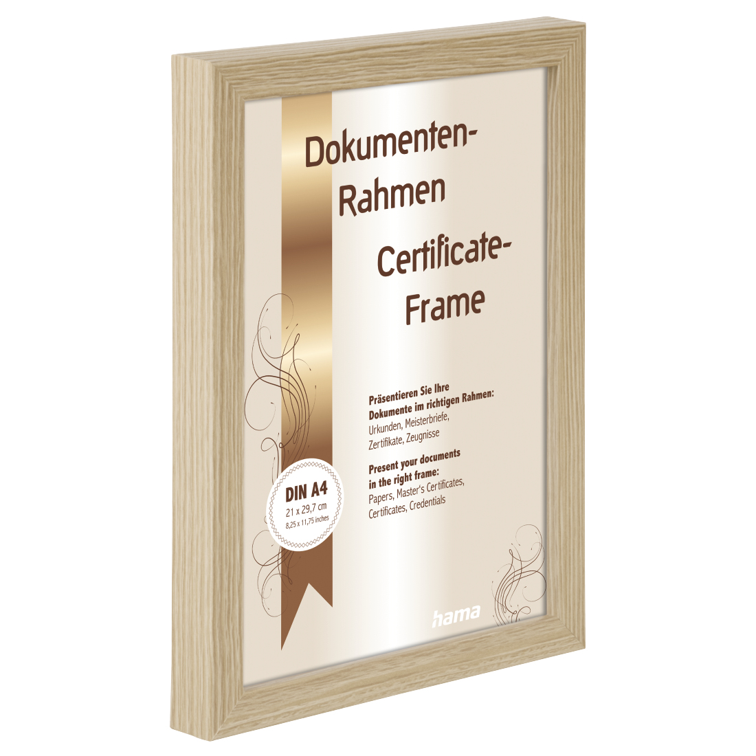 Cadre en bois avec texte et design. Fond blanc.