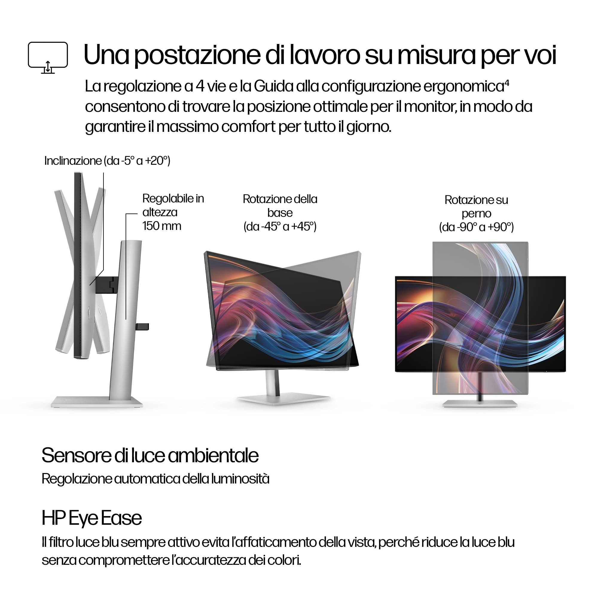 Monitor con configuraciones ajustables, con un diagrama.