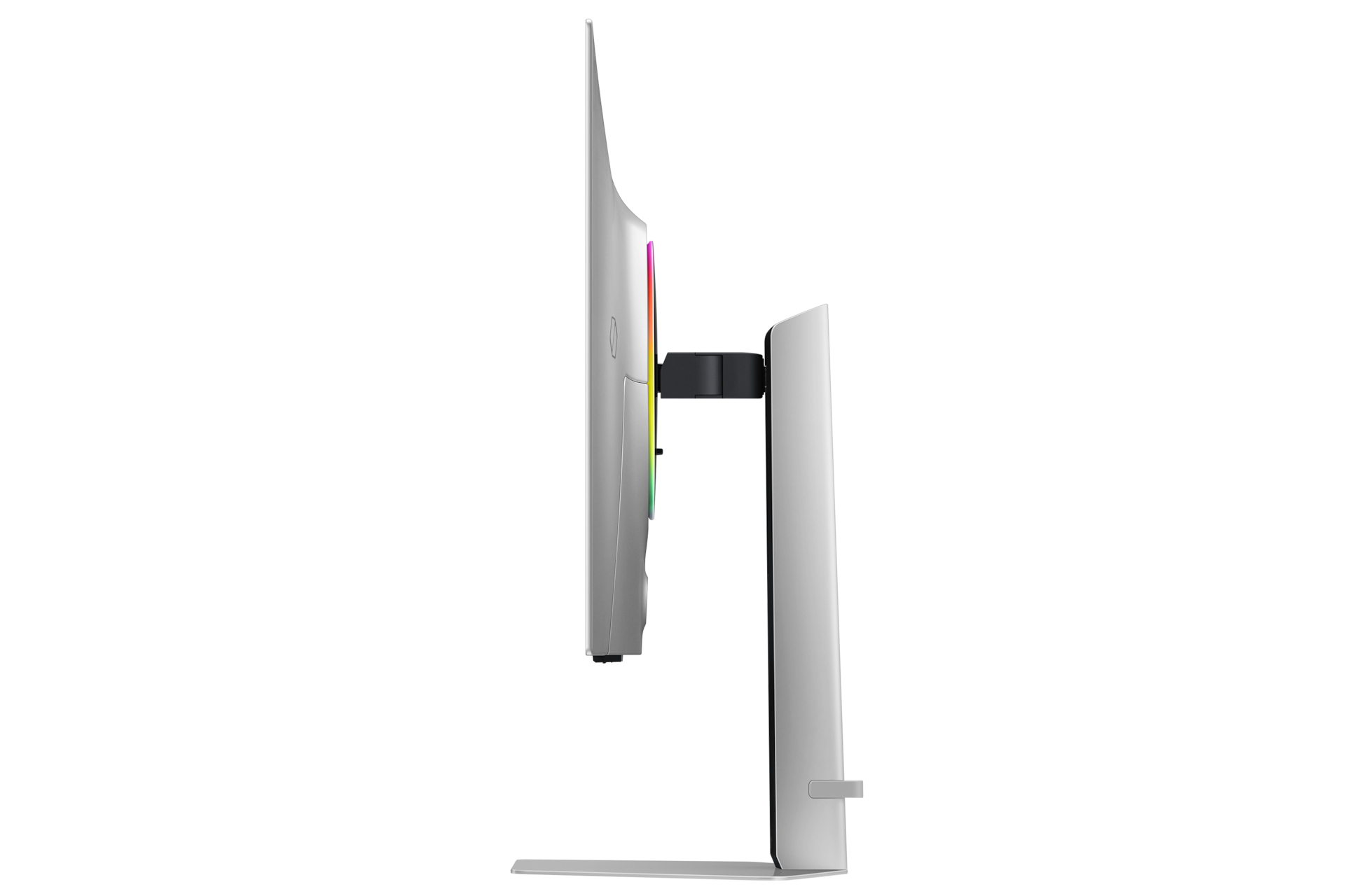 Monitor, widok z boku, ze srebrnymi i szarymi akcentami, odizolowany.