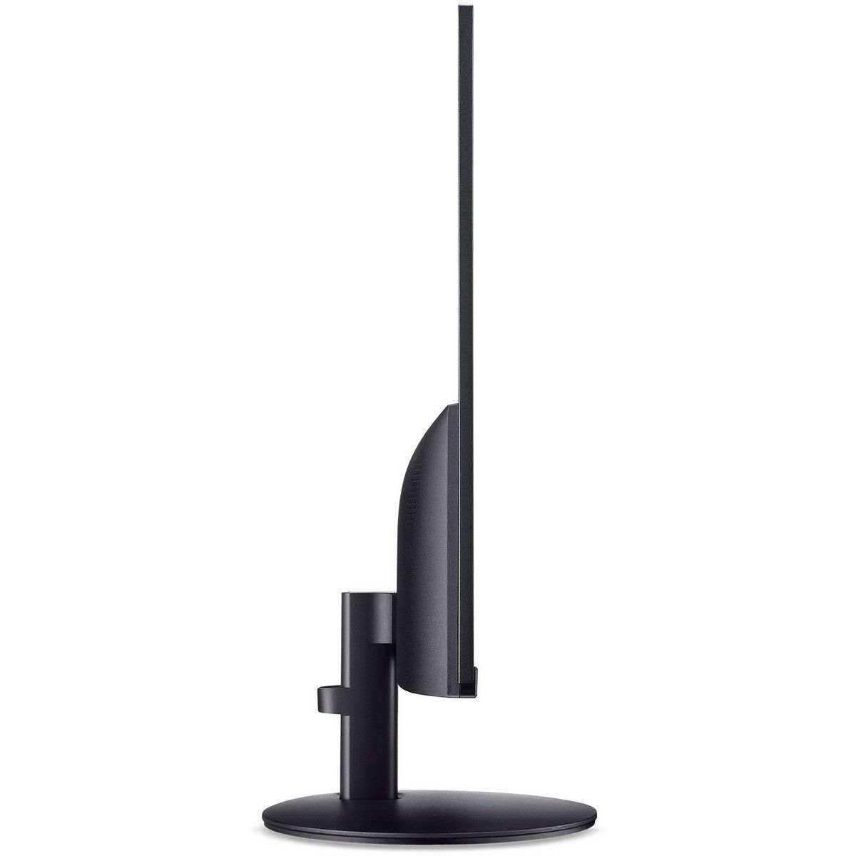 Monitor do gier MSI, widok pod kątem, czarny ekran z neonowym zielonym logo.