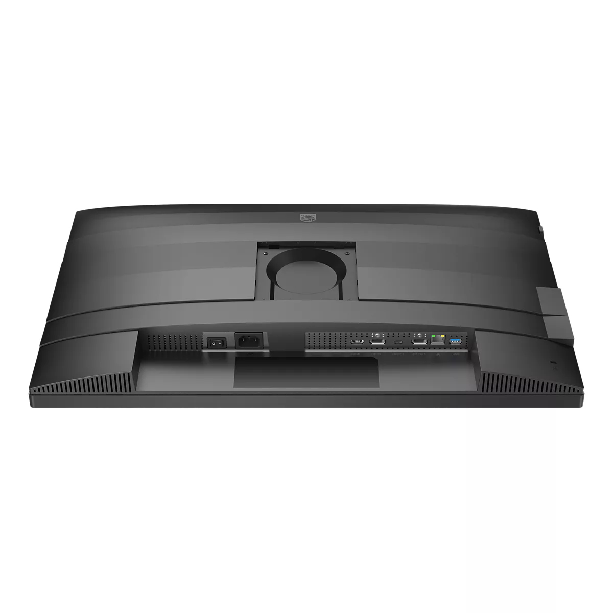 Monitor Philips, widok z tyłu, pokazujący podstawę i konstrukcję tylnego panelu.