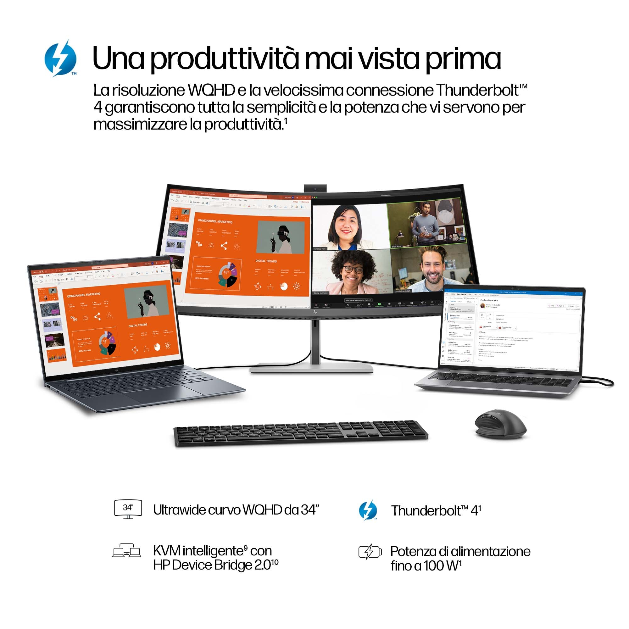 Una configuración de estación de trabajo con múltiples pantallas y accesorios. Las pantallas muestran documentos.
