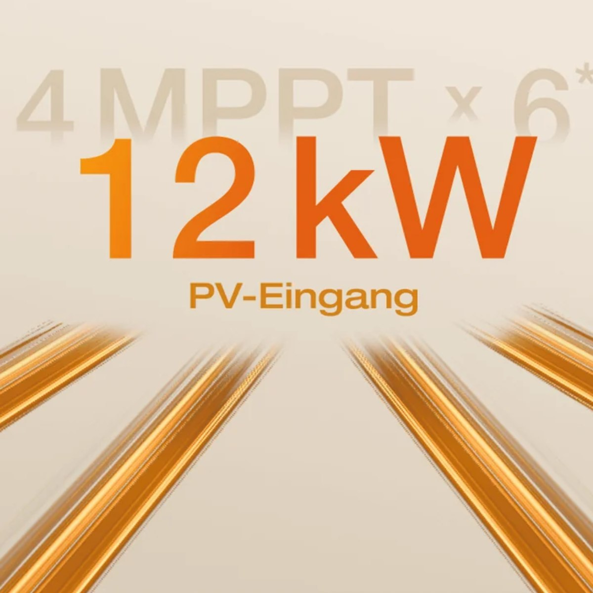 Orange 12kW Text über Linien. PV-Eingang Text darunter.