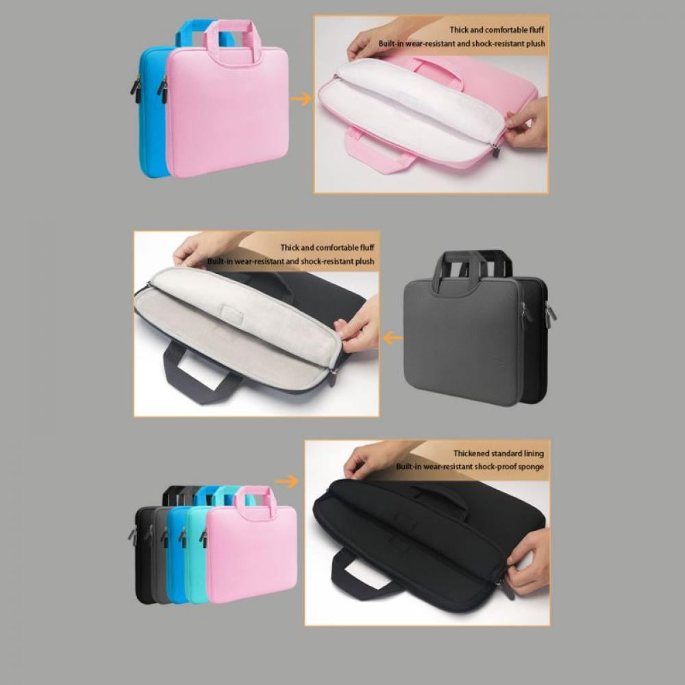 Laptoptaschen in verschiedenen Farben. Sie sind geöffnet. Grauer Hintergrund.