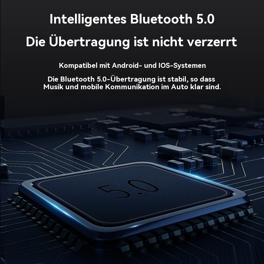 Bild mit Text über Bluetooth 5.0 und eine Platine mit der Nummer 5.0.