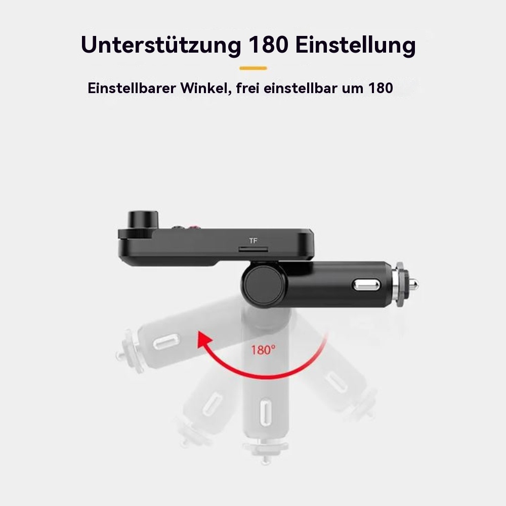 Schwarzes Autoladegerät mit einstellbarem Winkel, verschiedene Positionen.