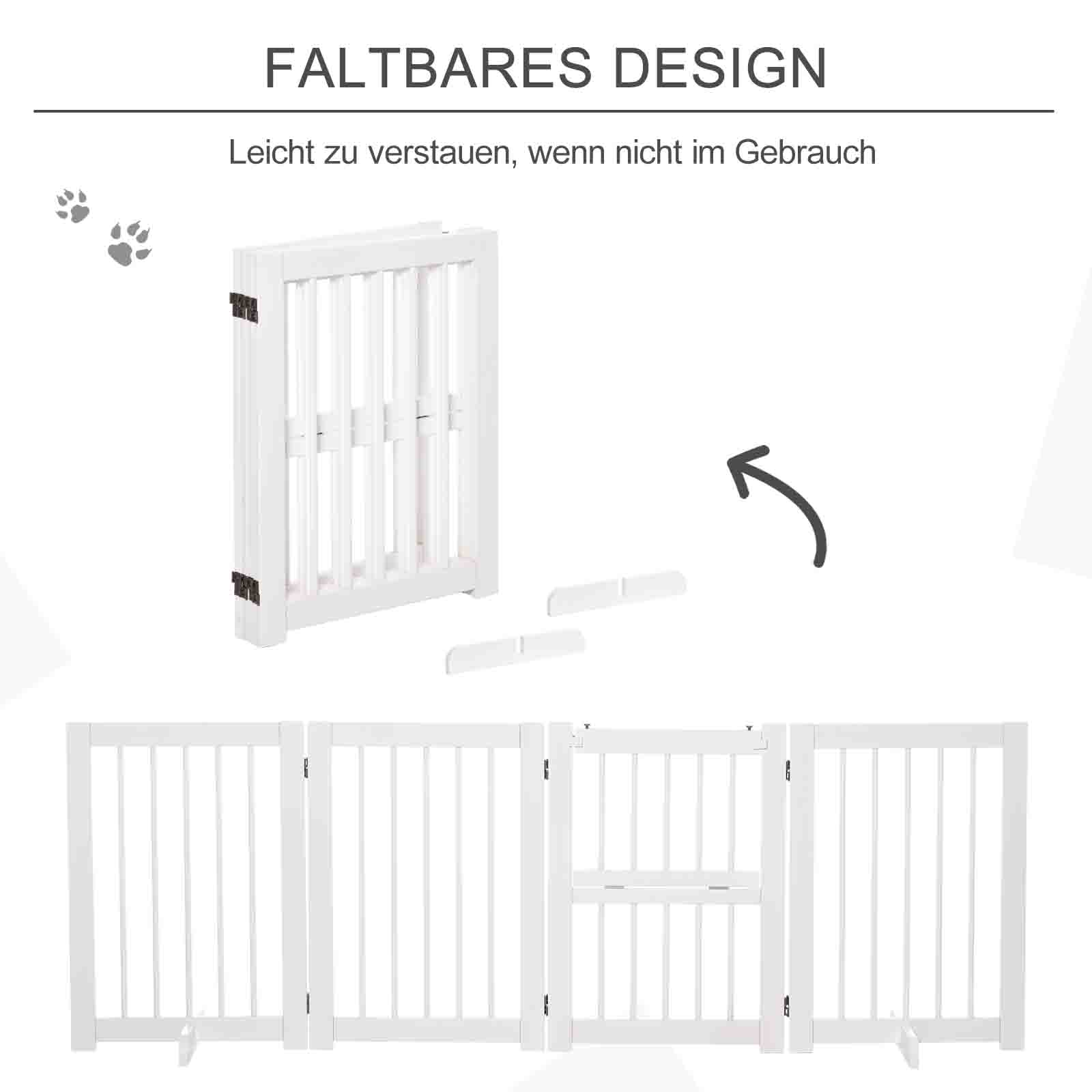 Weißes, faltbares Haustiergitter. Eins gefaltet und eins montiert. Weißer Hintergrund.