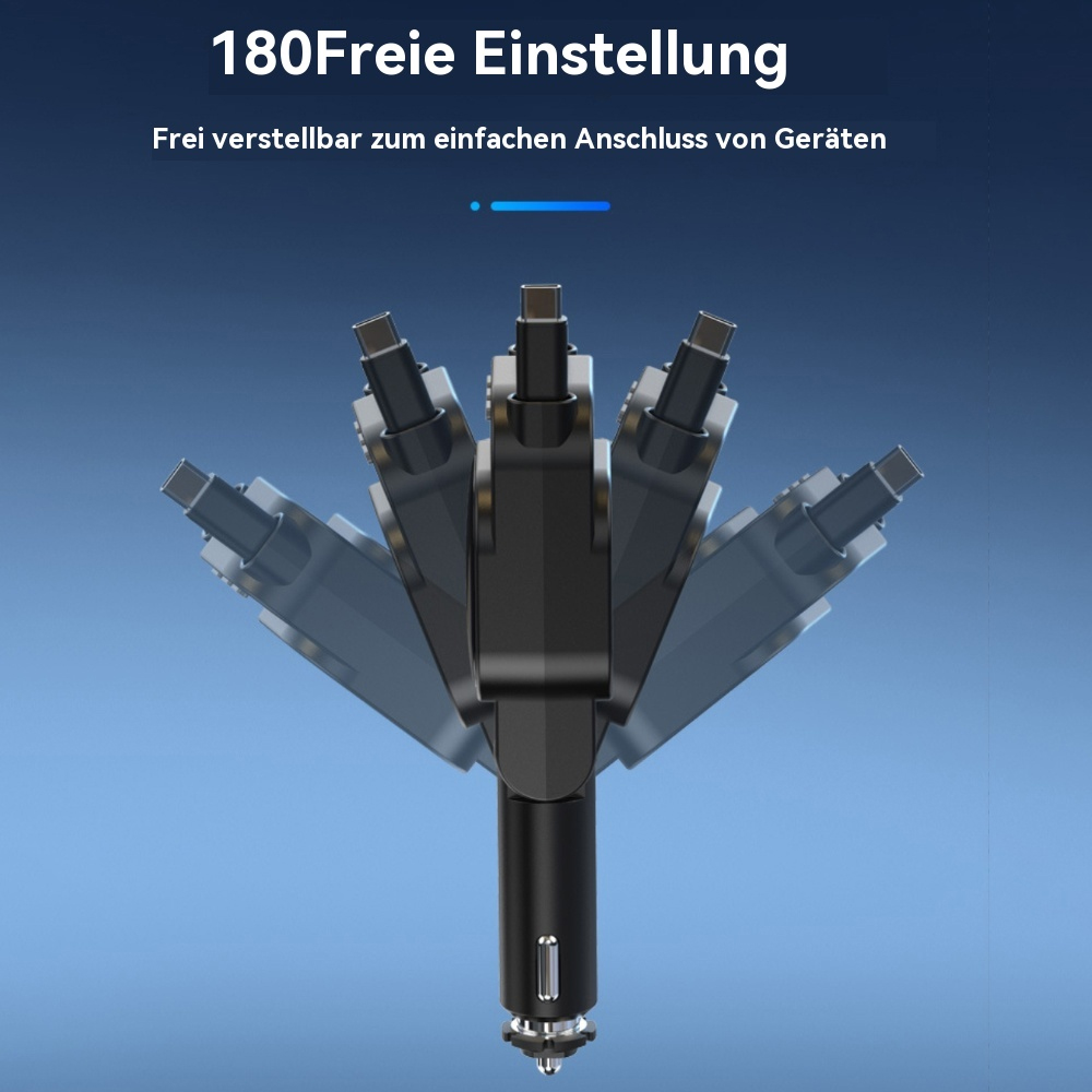 Autoladegerät mit 180-Grad-Einstellung, mit verschiedenen Geräten.