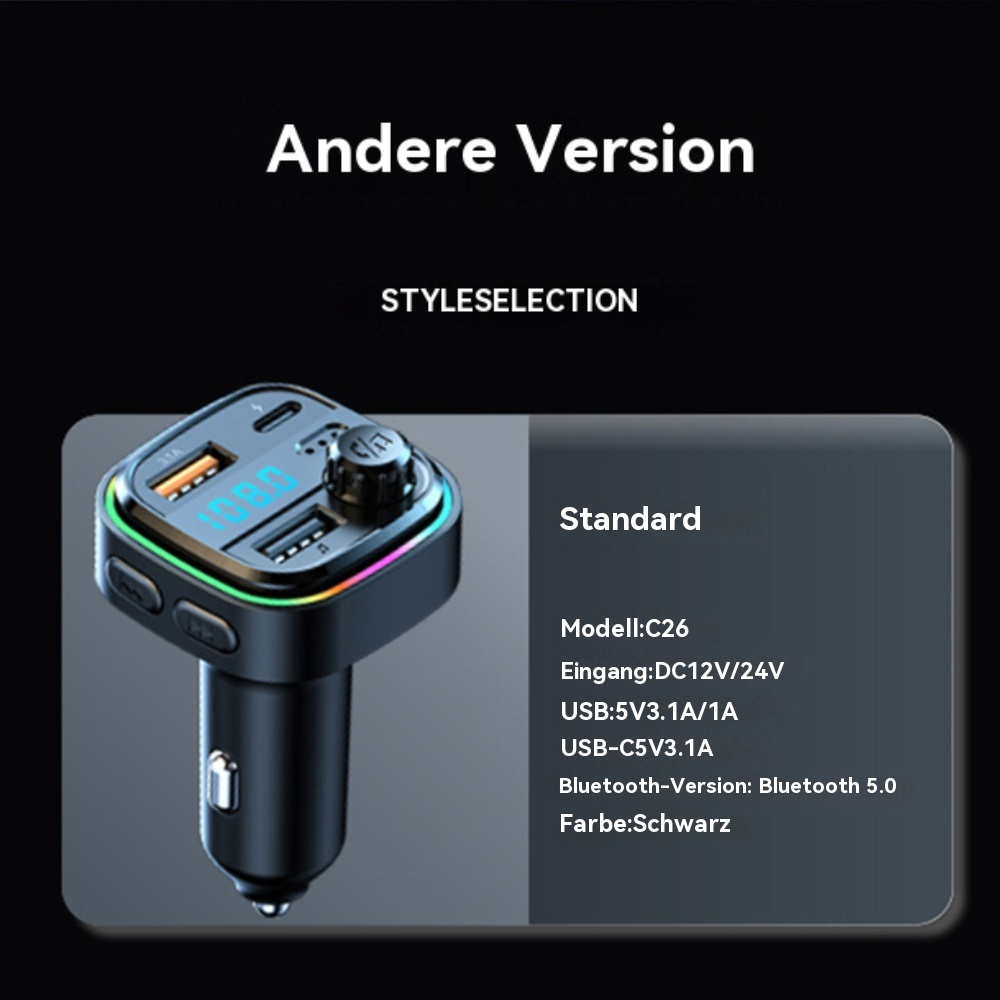 Autoladegerät mit USB-Anschlüssen und Display, Standardmodell-Details.